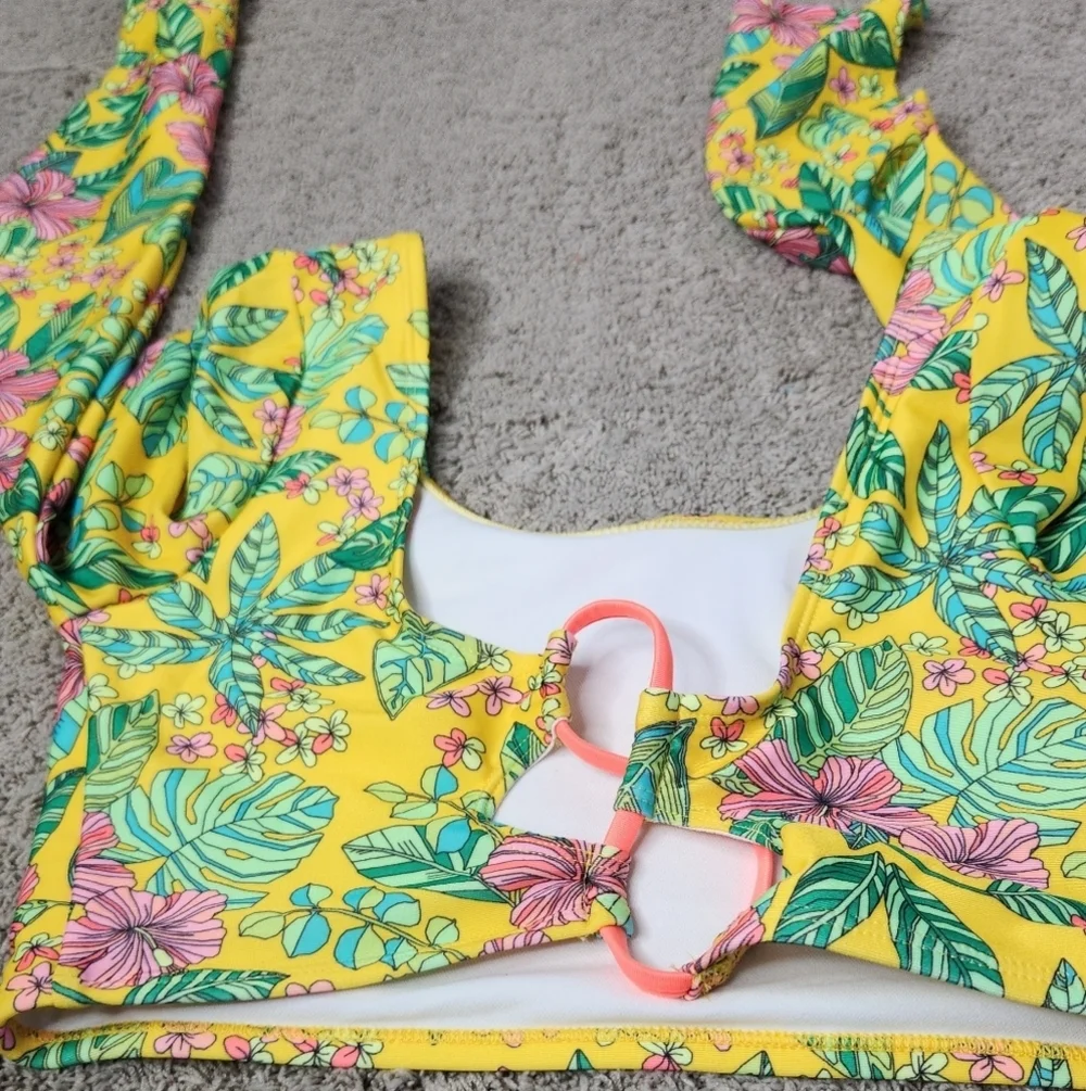 Girls' Tropics Utopia Floral Printed Rash Guard Top Only - Art Class XL (14)